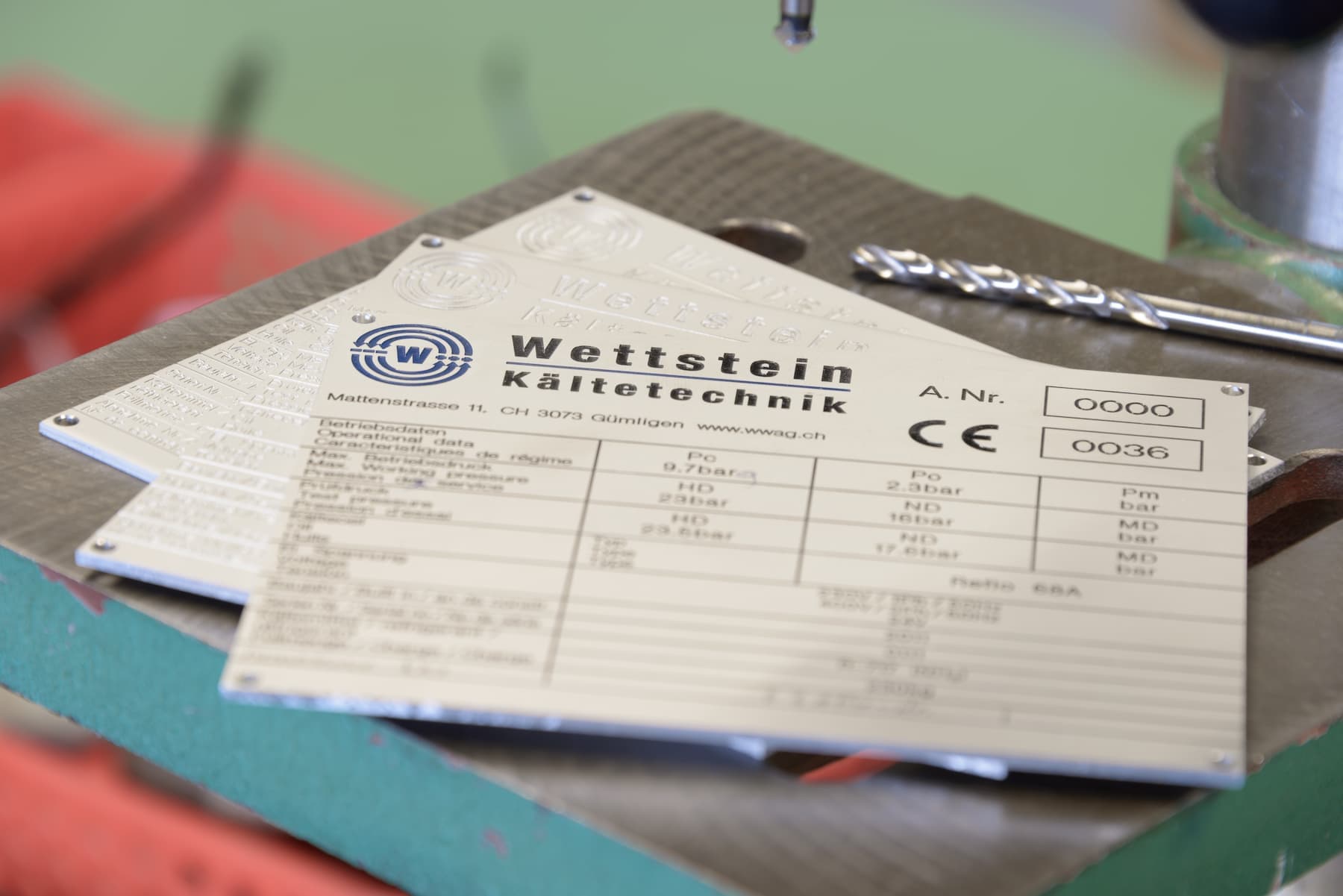 Anlagenbeschriftung für die Wettstein Kältetechnik